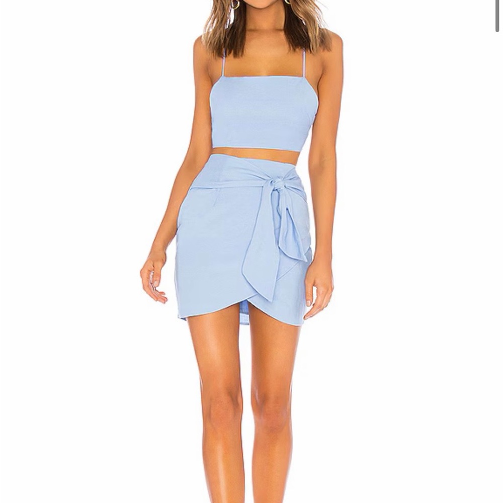 superdown Milah wrap skirt Light Blue 2 piece dress